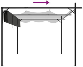 Pérgola com toldo retrátil 295x292x230 cm cor antracite