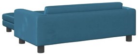 Sofá infantil com apoio de pés 100x50x30 cm veludo azul