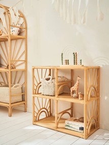 Móvel de 4 compartimentos, em rattan, tema Sol madeira