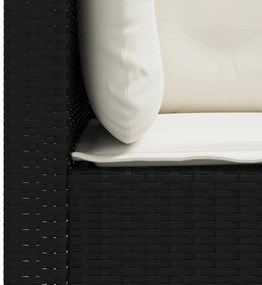 Sofás de canto p/ jardim c/ almofadões 2 pcs vime PE preto