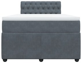 Cama boxspring com colchão 120x200 cm veludo cinzento-escuro