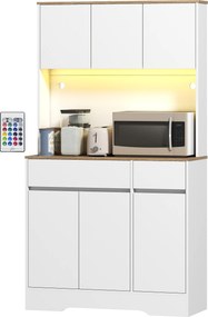 Armário de Cozinha Alto, 100 x 38 x 180 cm, Iluminação LED RGB, Branco