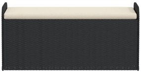Banco de arrumação com almofadão 115x51x52 cm vime PE preto