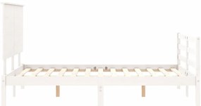 Estrutura de cama com cabeceira 140x200cm madeira maciça branco