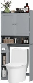 Móvel de casa de banho para colocar sobre o lavatório 80 x 19,5 x 170 cm ou a máquina de lavar roupa, 2 portas, 3 compartimentos, suporte para papel h