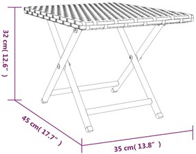 Mesa dobrável 45x35x32 cm vime PE preto