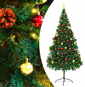 Árvore de Natal artificial pré-iluminada + enfeites 210cm verde