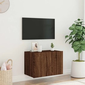 Móvel parede p/ TV c/ luzes LED 60x35x41 cm carvalho castanho