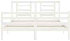 Estrutura de cama com cabeceira 160x200 cm madeira maciça