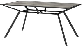 Outsunny Mesa de Refeição Exterior com Bancada Imitação Madeira e Estrutura de Aço Mesa Retangular para 6 Pessoas 160x90x73 cm Cinza