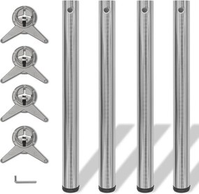 4 pernas de mesa, altura ajustável, níquel escovado 710 mm