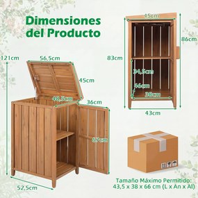 Caixa de Entrega de Encomendas de Madeira, 56,5 x 45 x 86 cm, Tampa Rebatível, Natural