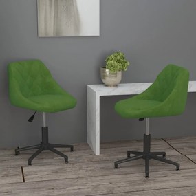 vidaXL Cadeiras de jantar giratórias 2 pcs veludo verde-claro