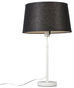 Candeeiro de mesa branco com cúpula preta 35 cm ajustável - Parte Moderno