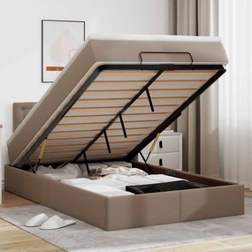 vidaXL Cama otomana com colchões & LEDs 120x190 cm couro artificial
