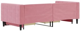 Sofá-cama com gavetão e gavetas 90x200 cm veludo rosa
