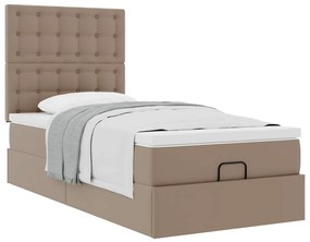 Cama otomana com colchão 100x200 cm couro artificial cappucino