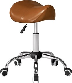 HOMCOM Banco Giratório com Rodas e Altura Ajustável para Estética, Dentista e Cabeleireiro – 52x53x49-61 cm, Castanho | Aosom Portugal