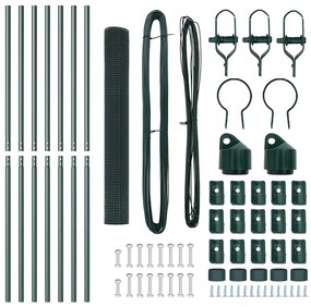 Conjunto de Poste de Cerca Conjunto de 2 Verde Metal 10 x 1 m