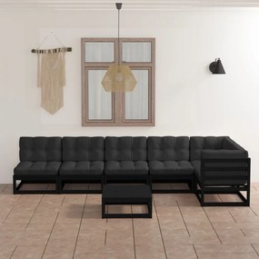 vidaXL 7 pcs conjunto longue de jardim c/ almofadões pinho maciço