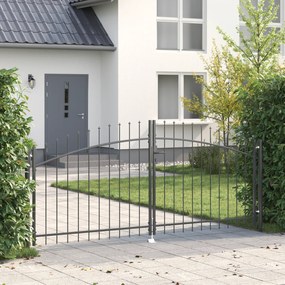 vidaXL Portão de Jardim com Topo de Lança Abertura Dupla Cinza 150x300 cm Aço