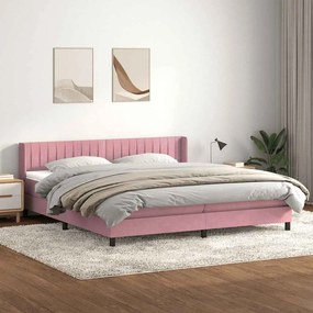 vidaXL Cama com molas/colchão 180x210 cm veludo Rosa
