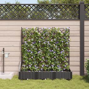 plantadeiras de jardim vidaXL com sistema de irrigação em 3 peças na cor preta