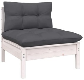 4 pcs conjunto lounge de jardim c/ almofadões pinho antracite