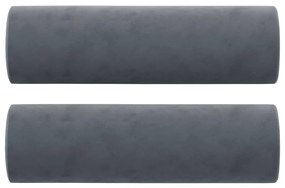 Sofá 2 lug. c/ almofadas decorativas 120 cm veludo cinza-escuro