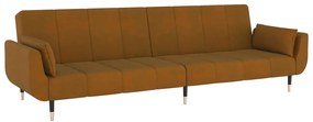 Sofá-cama 2 lugares com duas almofadas veludo castanho
