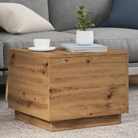 vidaXL Mesa de centro com luzes LED 50x50x40 cm carvalho artisiano