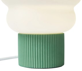 Candeeiro de Mesa Japandi Verde com Vidro Opalino 18cm - Miele Japandi