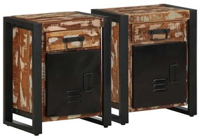 vidaXL Mesas de cabeceira 2 pcs madeira maciça áspera multicor manga