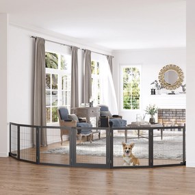 Barreira de segurança para cães 432 x 36 x 70 cm barreira dobrável de 6 painéis com pés amovíveis, preta