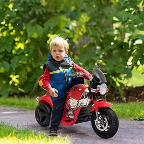 HOMCOM Triciclo Elétrico de Motocicleta para Crianças de 18-36 meses Motocicleta Elétrica de Criança com 3 Rodas Bateria de 6V com Botão de Música Buzina e Tronco 87x46x54 cm