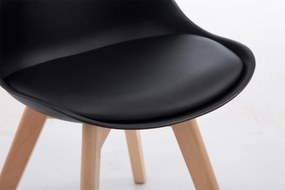 Cadeira de cozinha e sala de jantar Borneo V2 em couro sintético com estrutura em Cor Natural 48 x 84 x 41,5 cm Preto