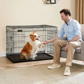 Gaiola XL para cães com 2 portas 106 x 77,5 x 70 cm preto