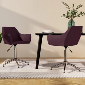 vidaXL Cadeiras de jantar giratórias 2 pcs tecido roxo