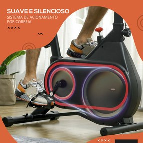Bicicleta Estática com Ecrã LCD Assento e Guiador Ajustáveis Volante 4 kg e Porta Garrafa  93x48,5x102-112 cm Vermelho