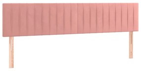 Cabeceira de cama c/ luzes LED veludo 200x5x78/88 cm rosa