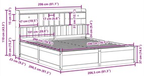 Cama sem colchão 200x200 cm madeira de pinho maciça