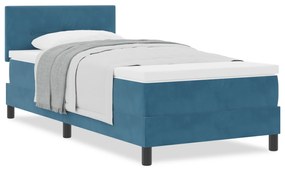Cama Box Spring com Colchão Azul Escuro 100x200 cm Veludo