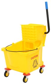vidaXL Balde de esfregona com espremedor e rodas 36 L PP amarelo