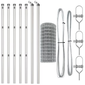 Cerca Euro da com 7 Postes 0.6x10 m Aço Galvanizado