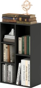 Estante com 5 compartimentos 50 x 24 x 80 cm, para sala de estar, quarto ou escritório, preta
