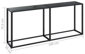 Mesa consola preto 180x35x75,5 cm vidro temperado