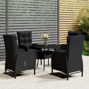 vidaXL 5 pcs conjunto de bistrô para jardim vime PE preto
