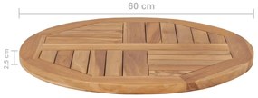Tampo de mesa redondo 2,5 cm 60 cm madeira teca maciça