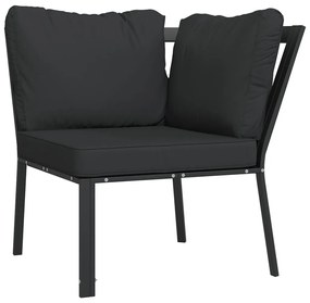 11 pcs conjunto lounge de jardim aço c/ almofadões cinzentos