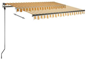 Toldo retrátil manual com LED 300x250 cm amarelo e branco